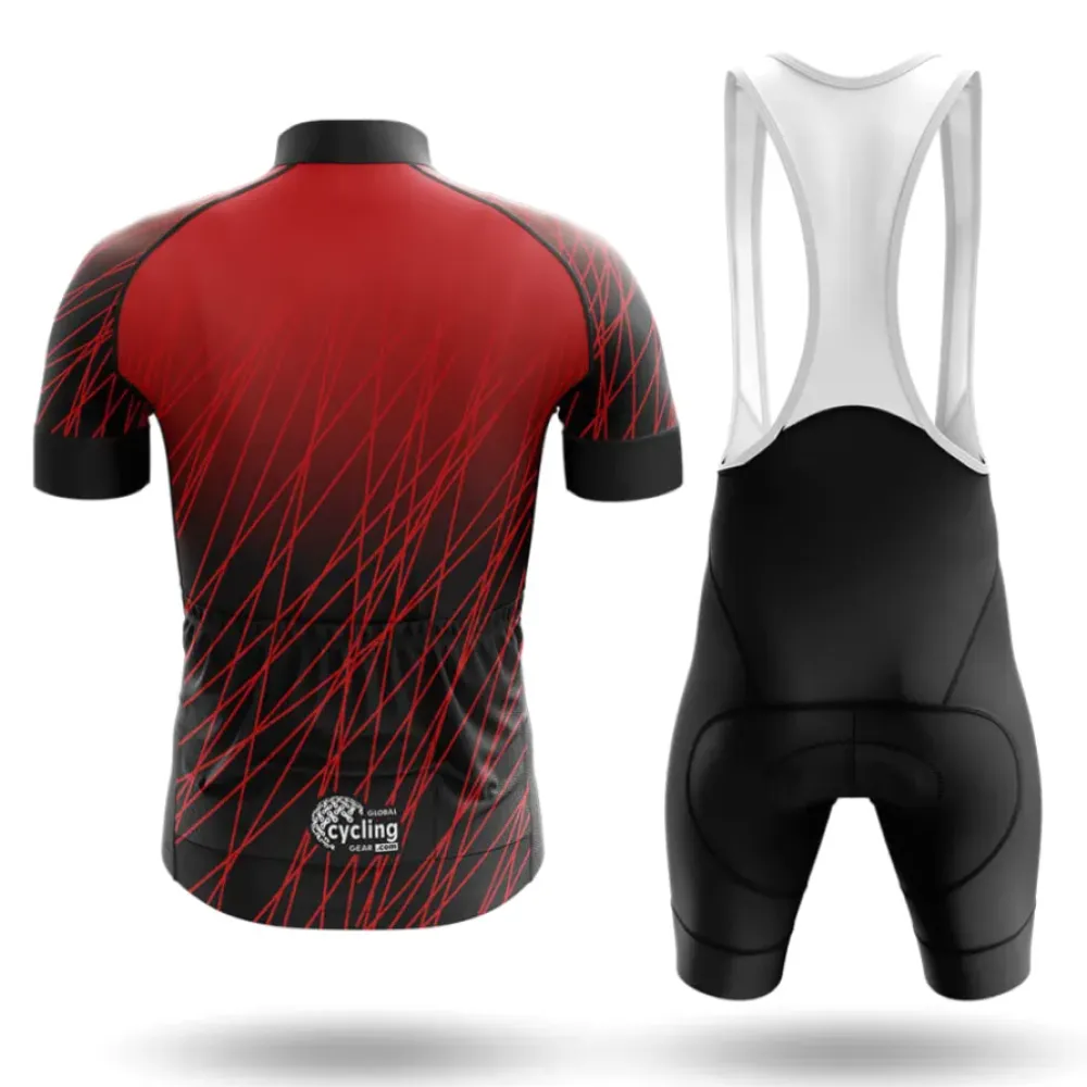 Red Lines Long Sleeve Cycling Jersey Modern Black/Red/White