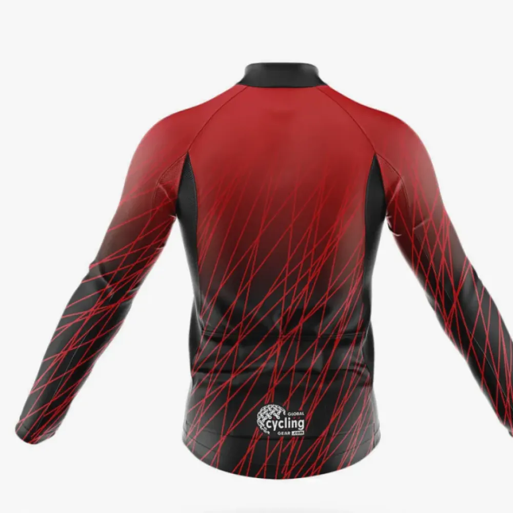 Red Lines Long Sleeve Cycling Jersey Modern Black/Red/White