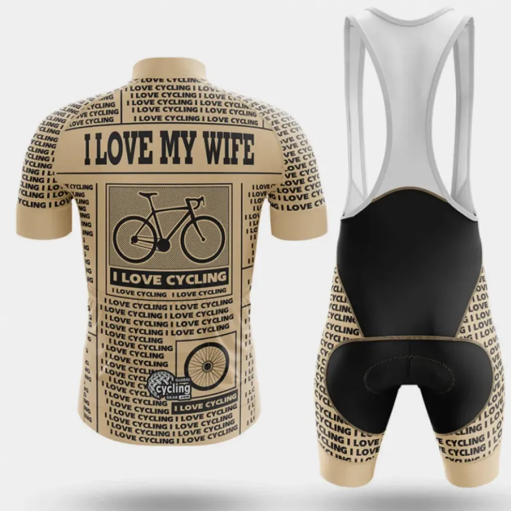 Cycling Kit I Love My Wife Beige/Black/Gold