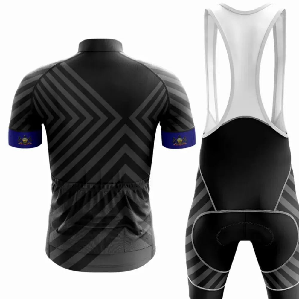 Pennsylvania V13 Black Cycling Jersey Blue/Gray/Grey