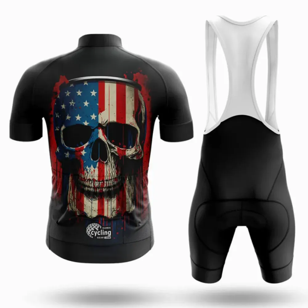 American Flag Skull Cycling Jersey Black/Red/Blue