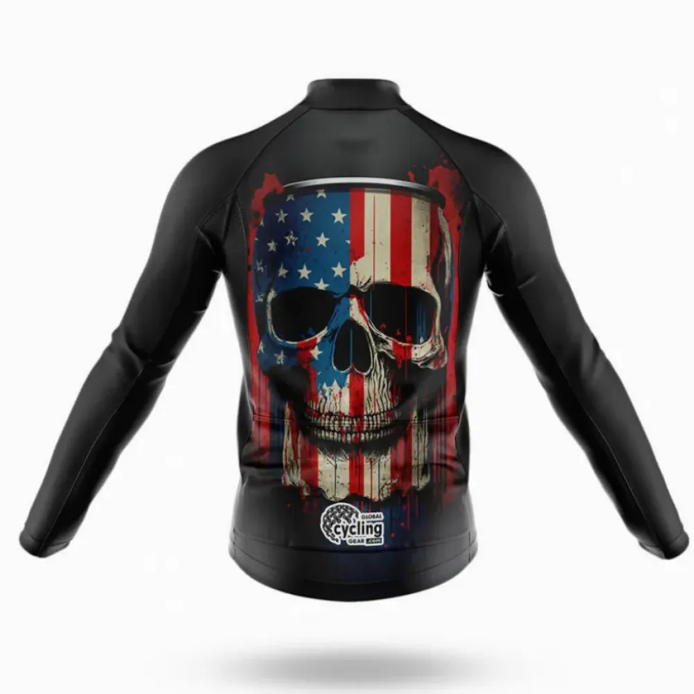 American Flag Skull Cycling Jersey Black/Red/Blue