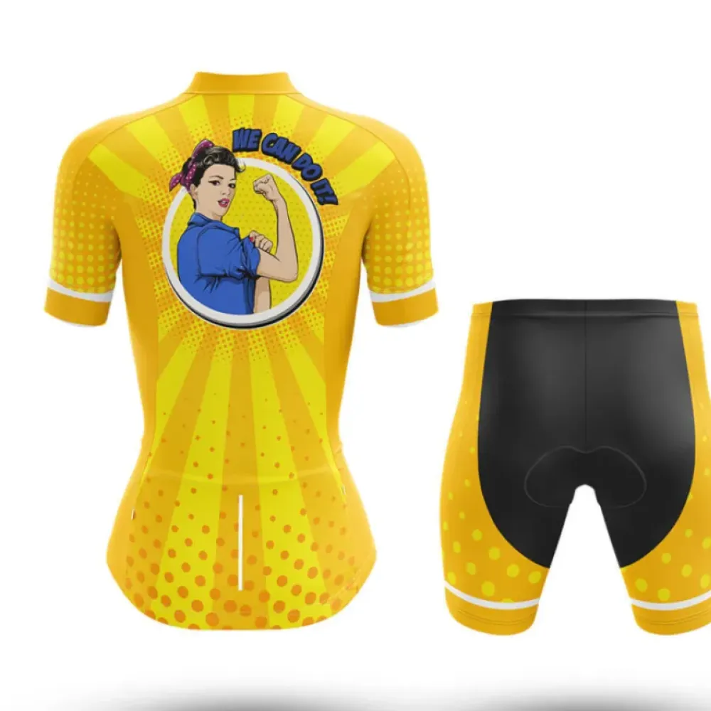 Rosie Cycling Jersey We Can Do It Yellow/Blue/Gold