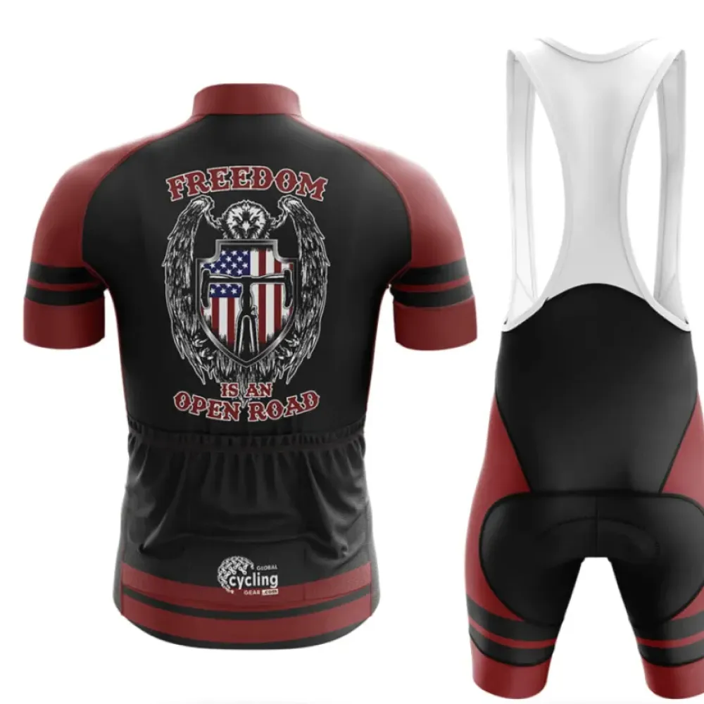 Freedom Open Road Cycling Bibs Comfortable Black/Red/White