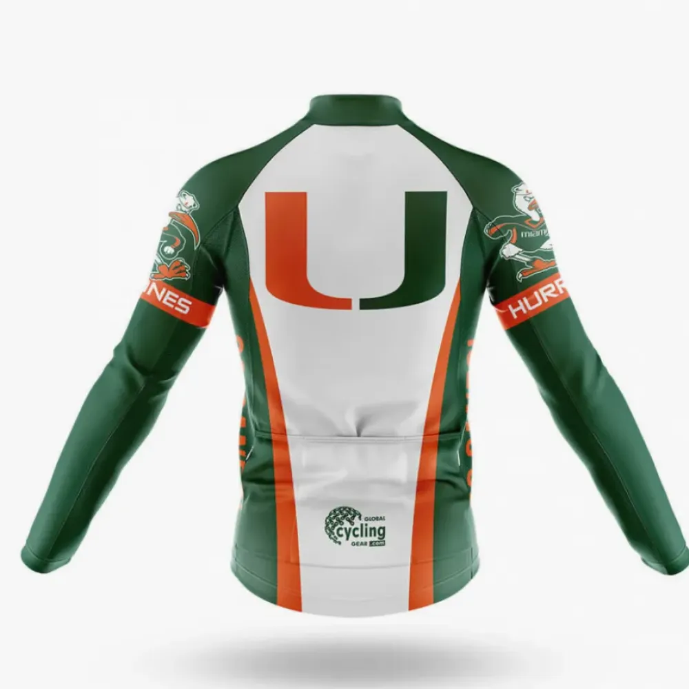 Miami Hurricanes Cycling Jersey Green/White/Orange