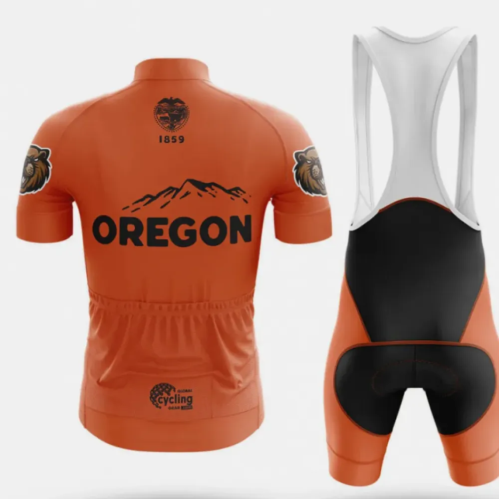 Oregon State Long Sleeve Cycling Jersey Orange/Brown/Black