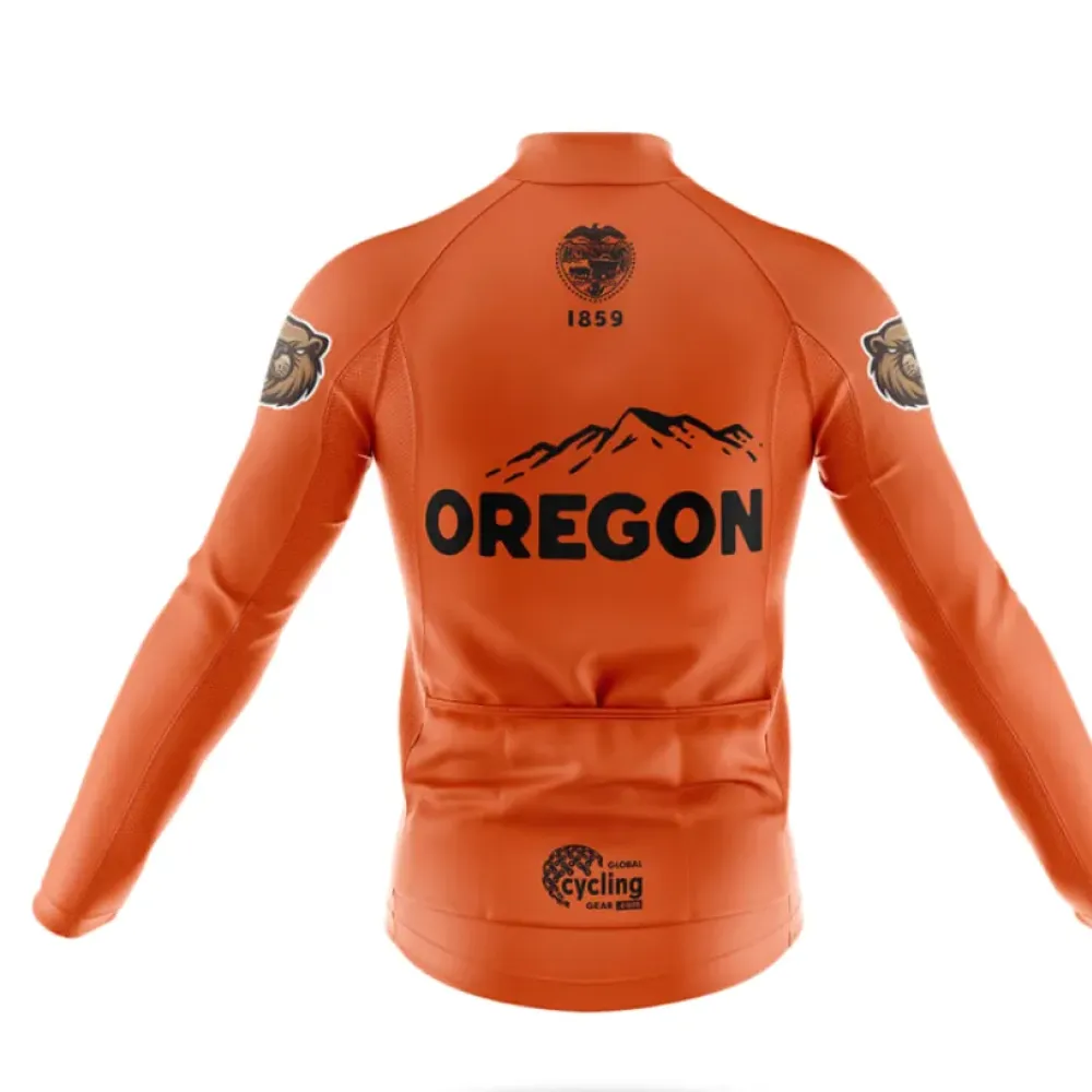Oregon State Long Sleeve Cycling Jersey Orange/Brown/Black