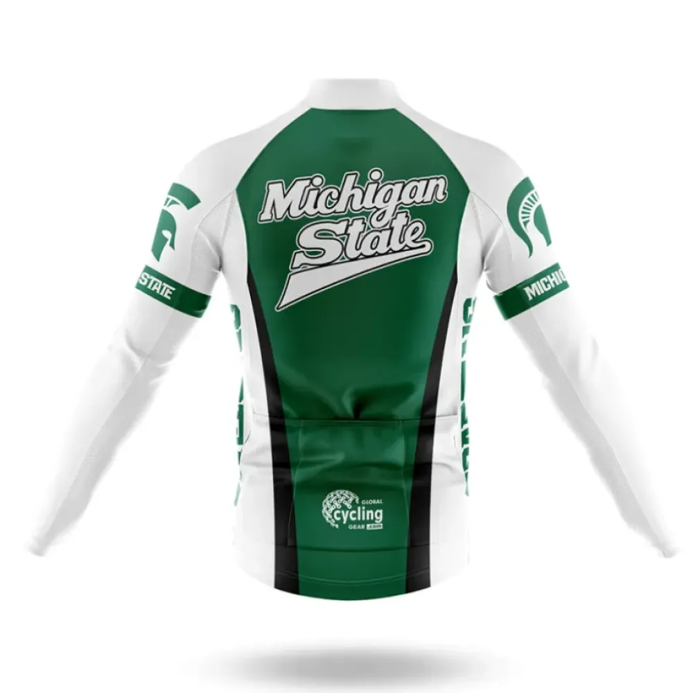 Michigan State University Cycling Jersey Long Sleeve White/Green/Black
