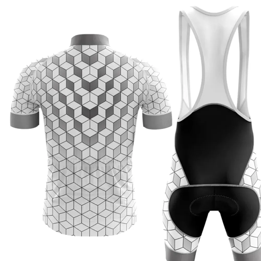 Italy V8 Cycling Kit Hexagonal Pattern White/Black/Grey