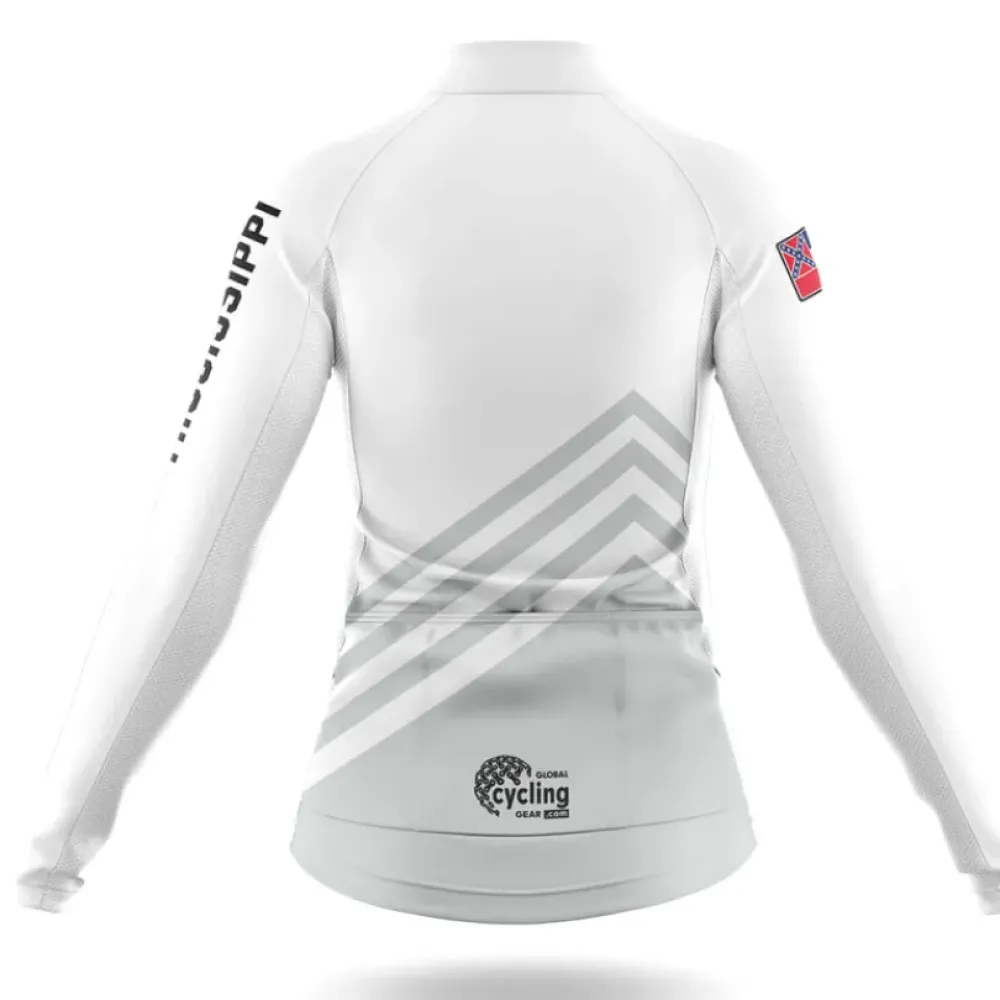 Mississippi S4 White Long Sleeve Cycling Jersey Gray/White/Red