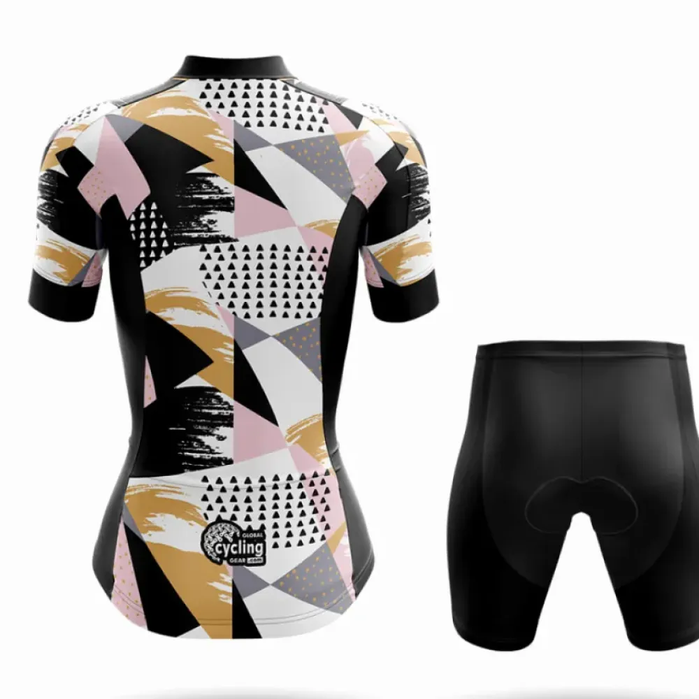 Women's Cycling Jersey Rose Gold Pink/Gold/Black