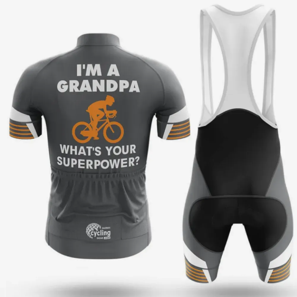 Grandpa Cycling Kit Superpower Grey/Orange/White
