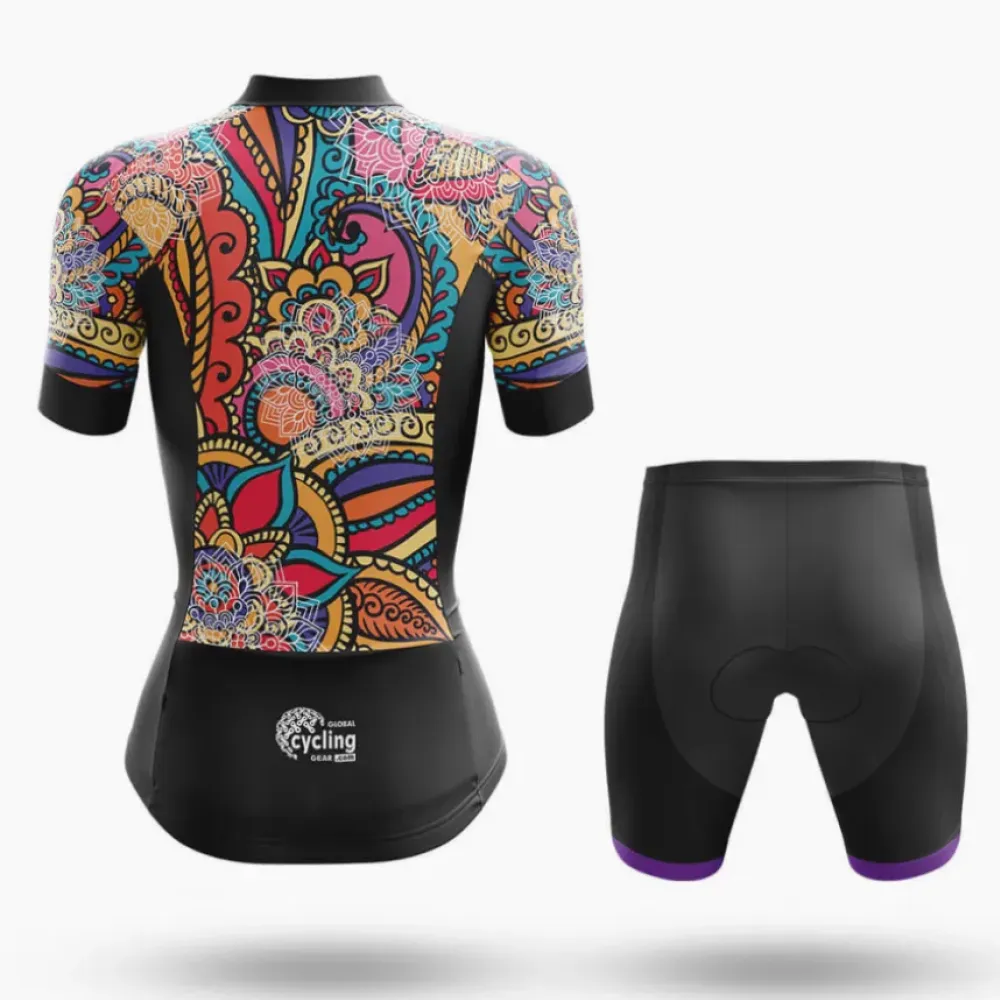 Women's Cycling Jersey Colorful Pattern Purple/Black/Gold