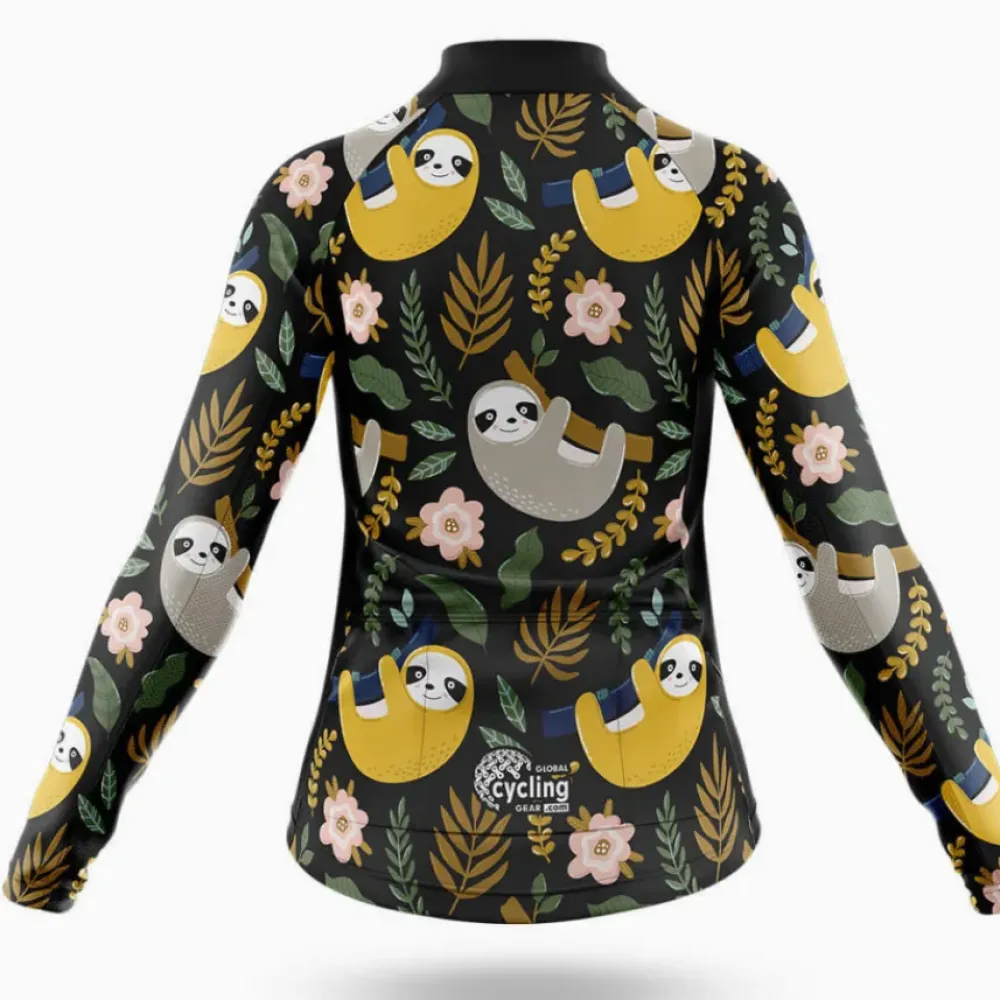 Sloth Lover Women's Cycling Kit Floral Yellow/Black/Pink
