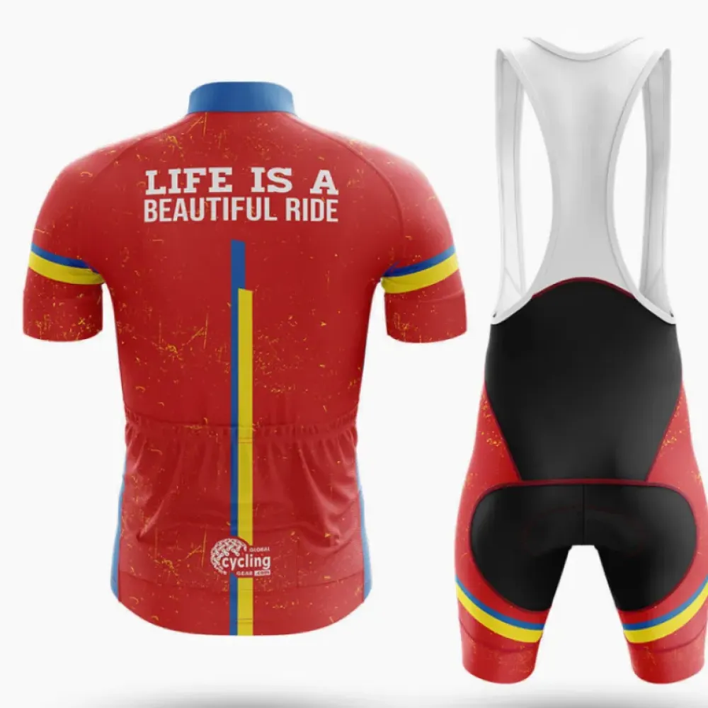 Life Is A Beautiful Ride Cycling Jersey Ver.3 Colorful Red/Yellow/Blue