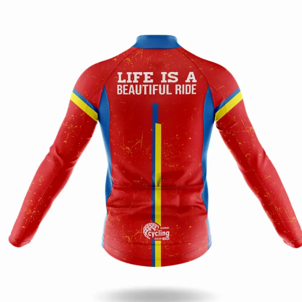 Life Is A Beautiful Ride Cycling Jersey Ver.3 Colorful Red/Yellow/Blue