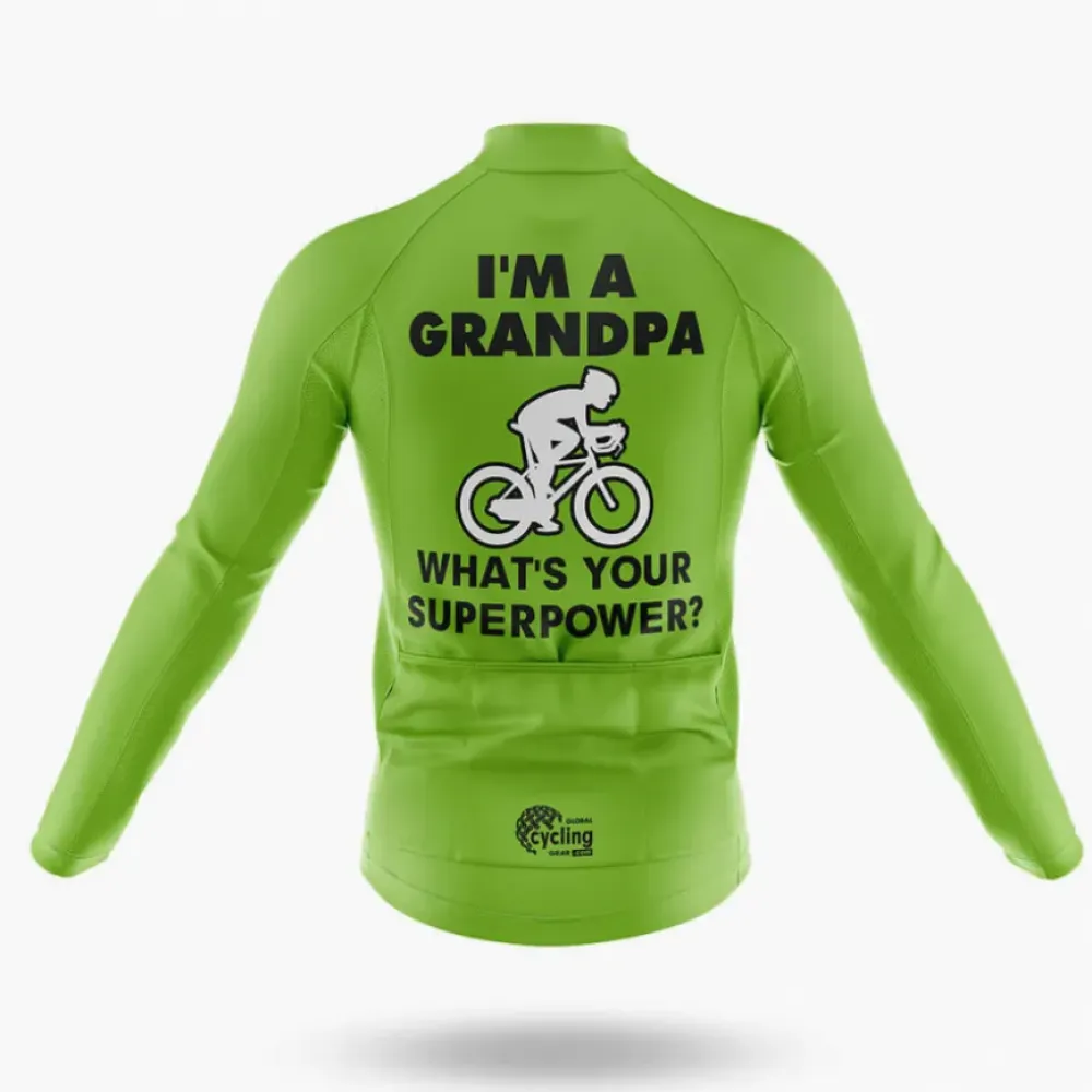 Grandpa Superpower Green/Long Sleeve/Cycling Jersey