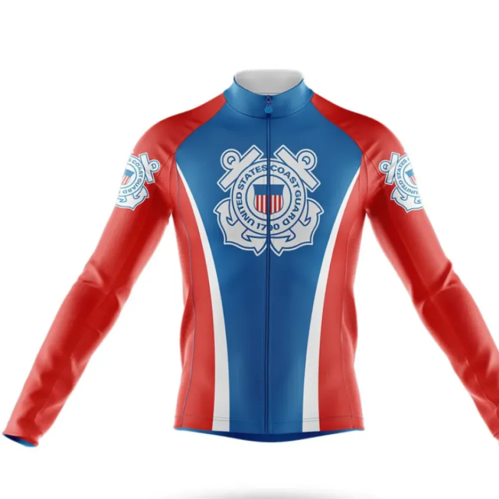 US Coast Guard Riders Long Sleeve Cycling Jersey Blue/Red/White