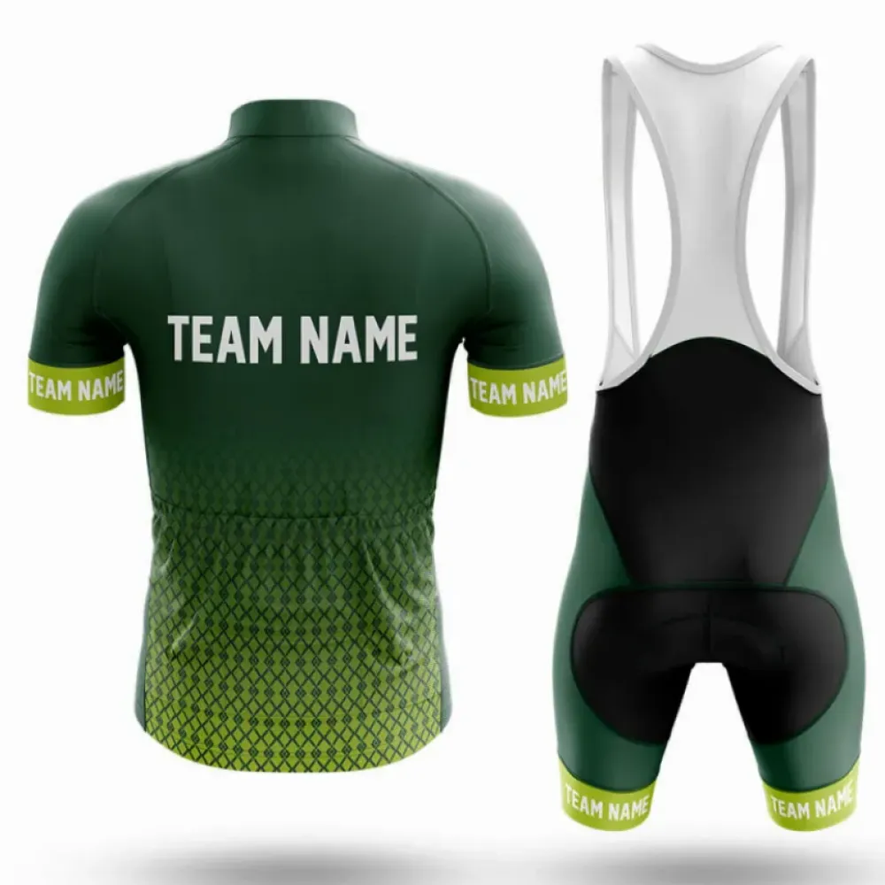 Custom Team Name S1 Green Cycling Bibs Team Name White/Green/Black