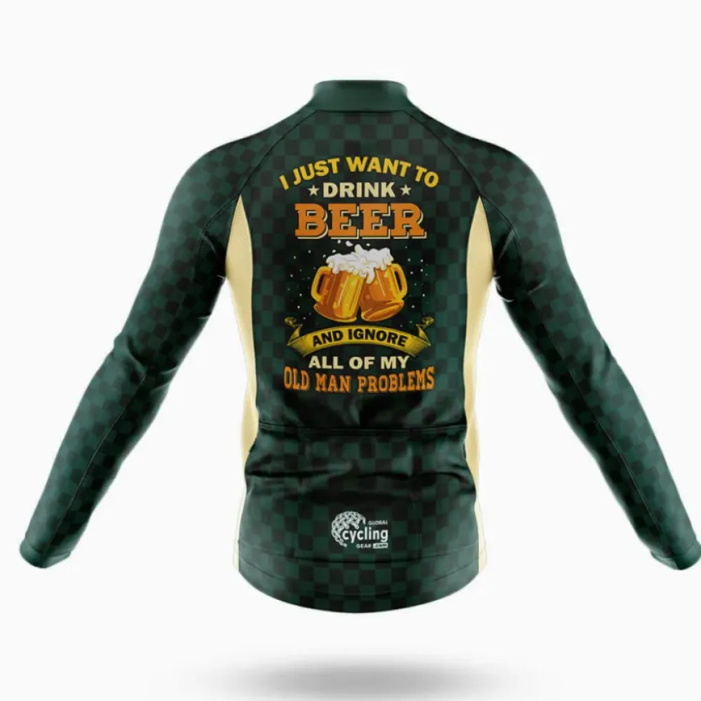 Cycling Bibs Drink Beer Ignore Problems Black/Green/White