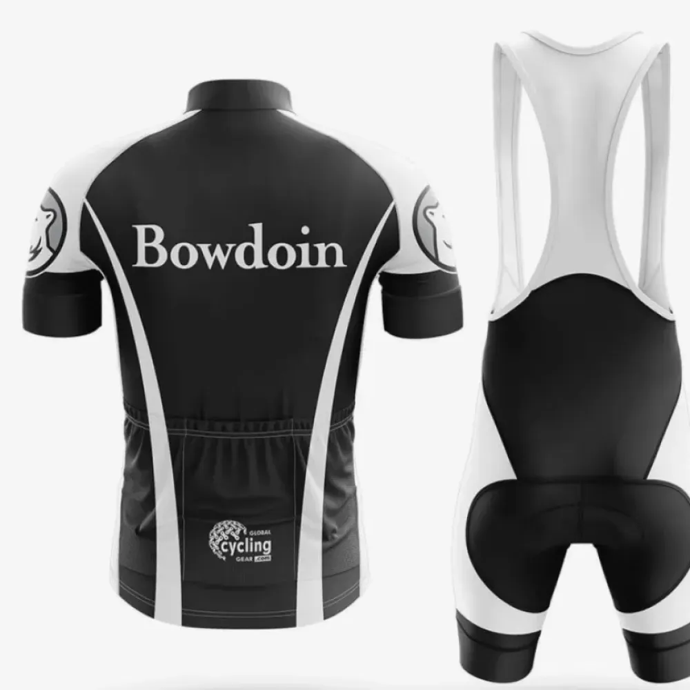 Bowdoin College Long Sleeve Cycling Jersey Black/White/Silver