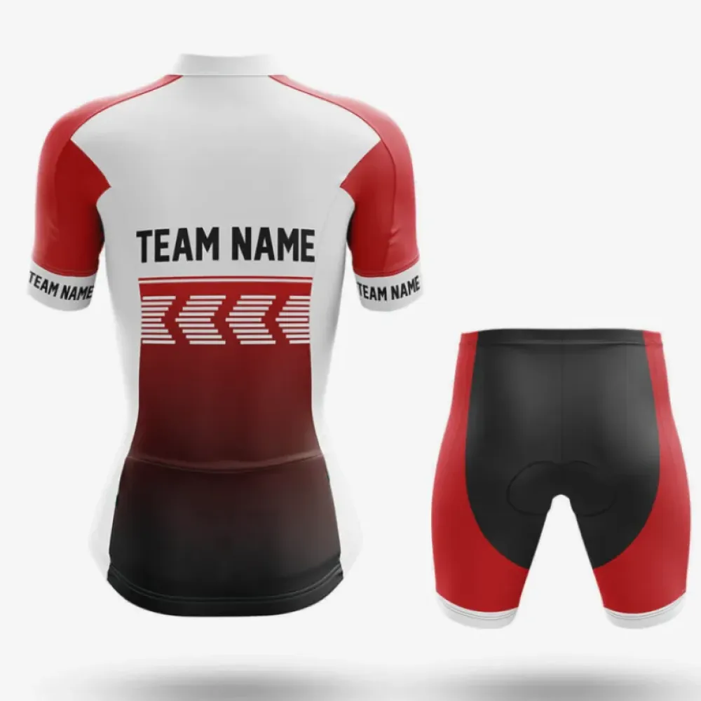 Women's Cycling Kit Custom Team Name Red/Black/White