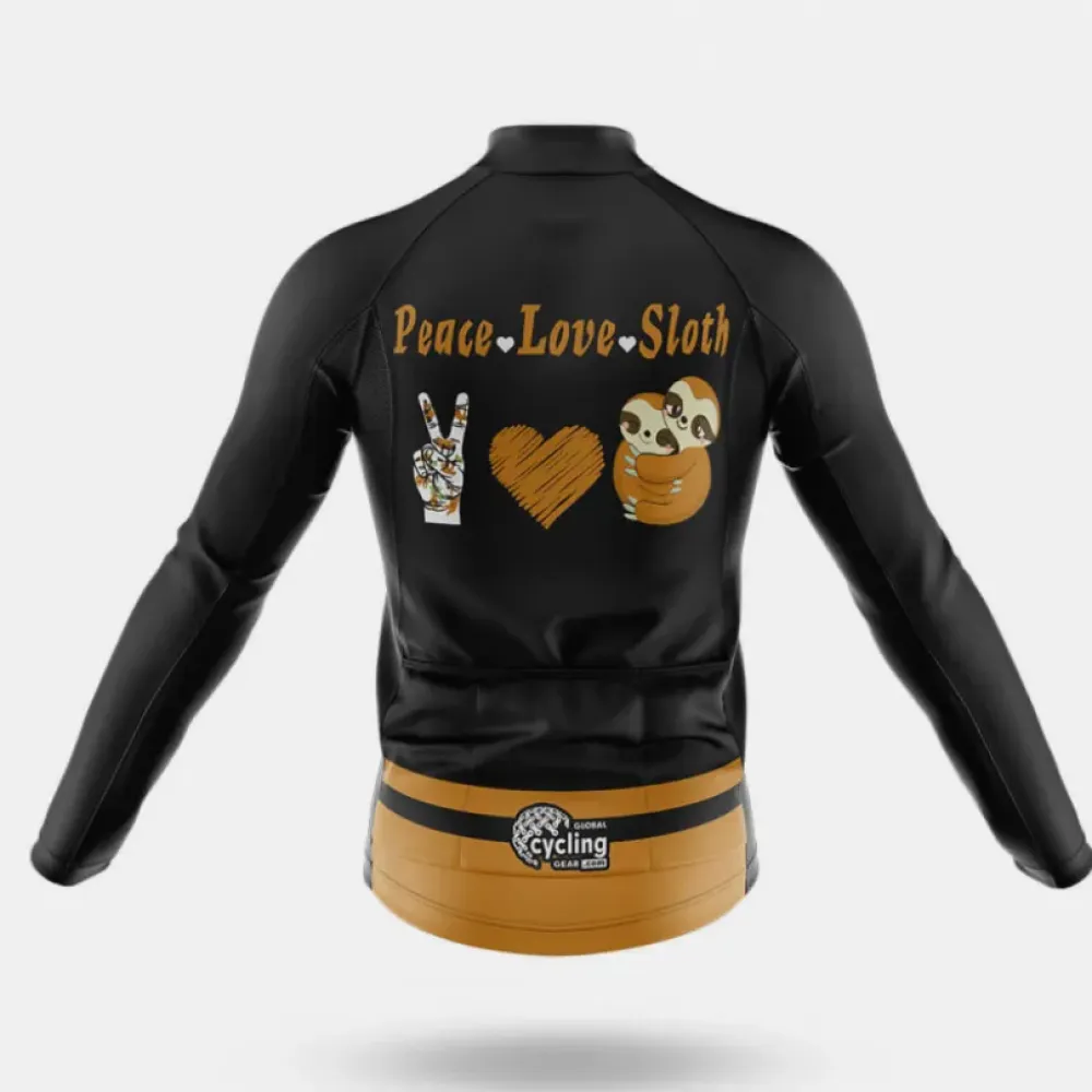 Peace Love Sloth Cycling Kit Full Set Black/Gold/White