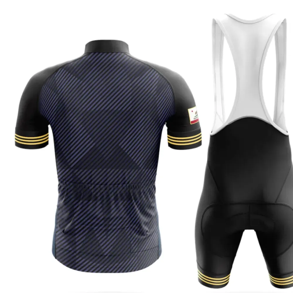 California S2 Long Sleeve Cycling Jersey Black/Gold/Blue