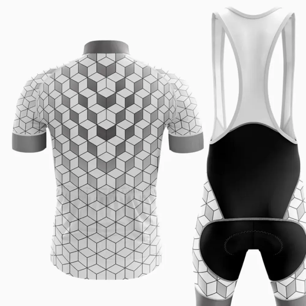 United Kingdom V8 Cycling Kit Hexagon Pattern White/Black/Grey