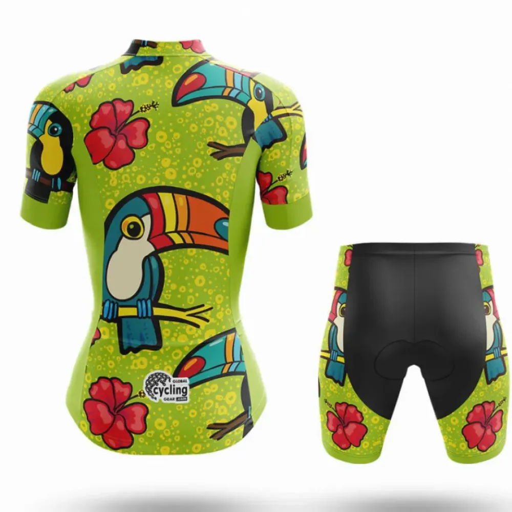 Women's Cycling Kit Tucan Hibiscus Lime/Red/Green