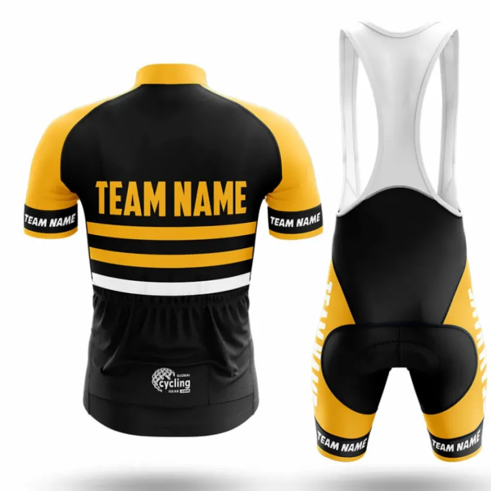 Custom Team Name Cycling Jersey Ver.2 Black/Yellow/White