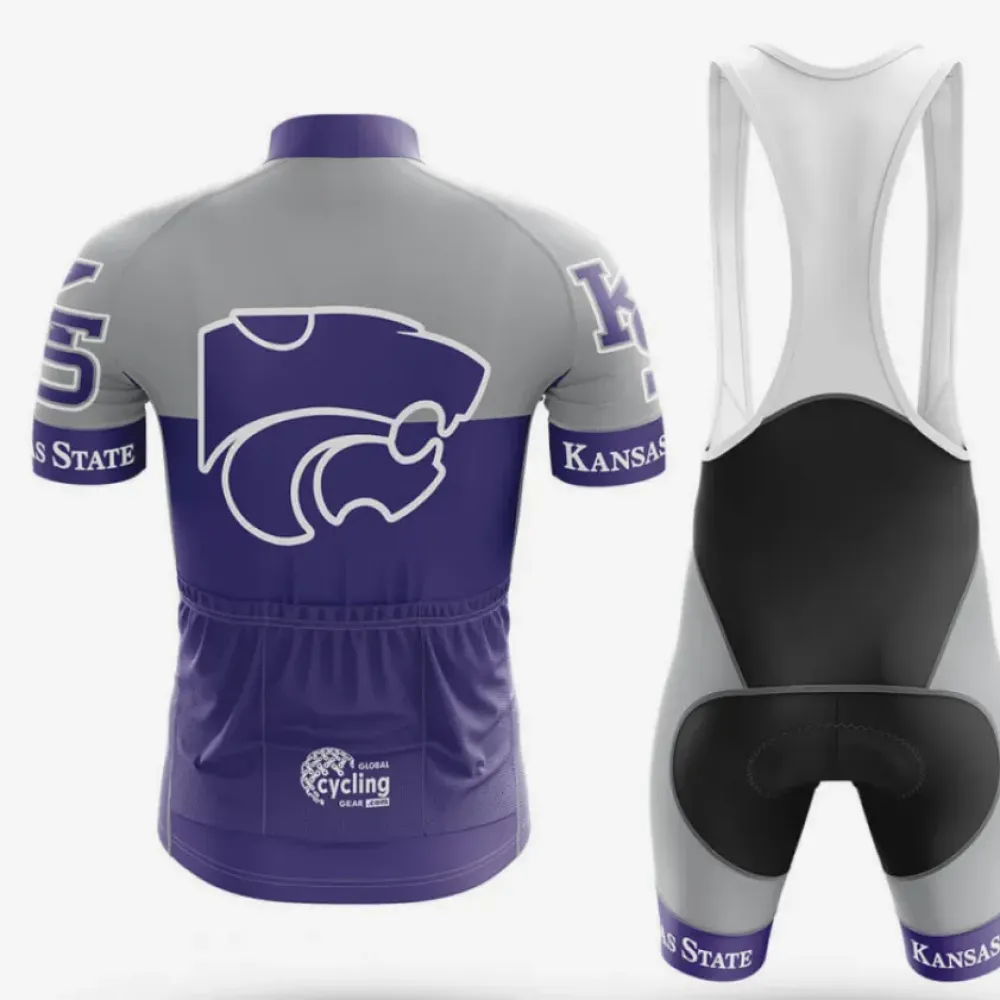 Kansas State Cycling Bibs Comfortable Gray/Purple/White