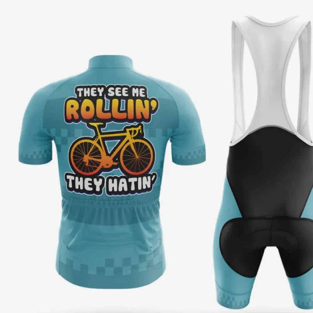 Global Cycling Gear Rollin Bibs Black/Teal/White