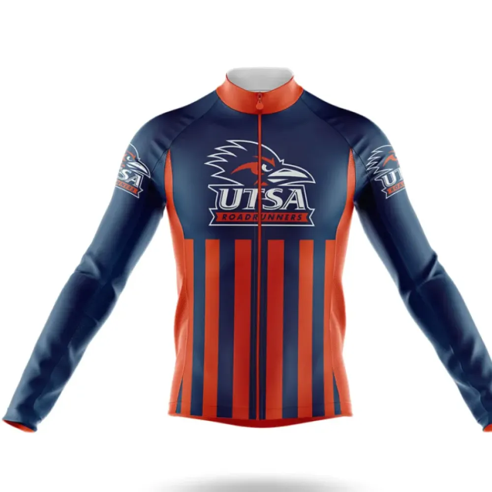 UTSA Roadrunners Long Sleeve Cycling Jersey Navy/Orange/Red