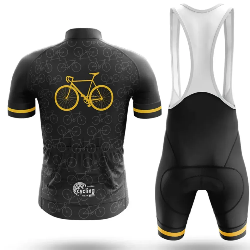 Cycling Bibs Bicycle Pattern White/Black/Yellow