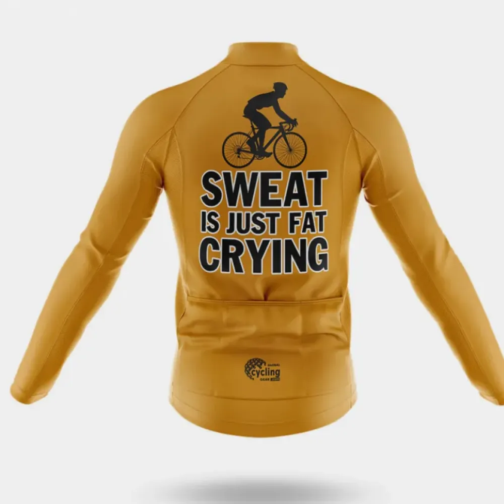 Fat Crying Long Sleeve Cycling Jersey Gold/White/Black