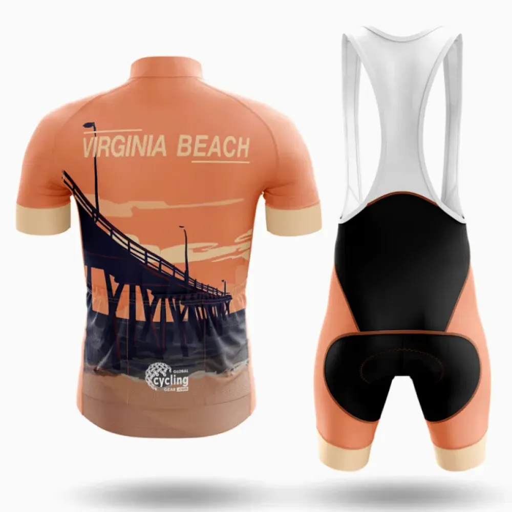Virginia Beach VA Cycling Jersey Long Sleeve Peach/Orange/Navy