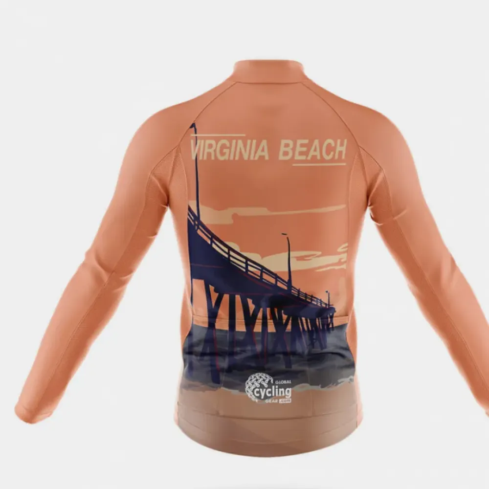 Virginia Beach VA Cycling Jersey Long Sleeve Peach/Orange/Navy
