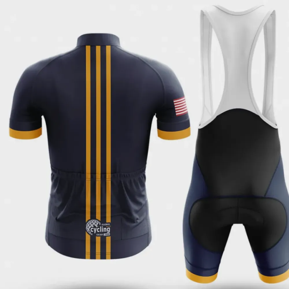 Navy Vintage Cycling Jersey Navy/Gold/Black