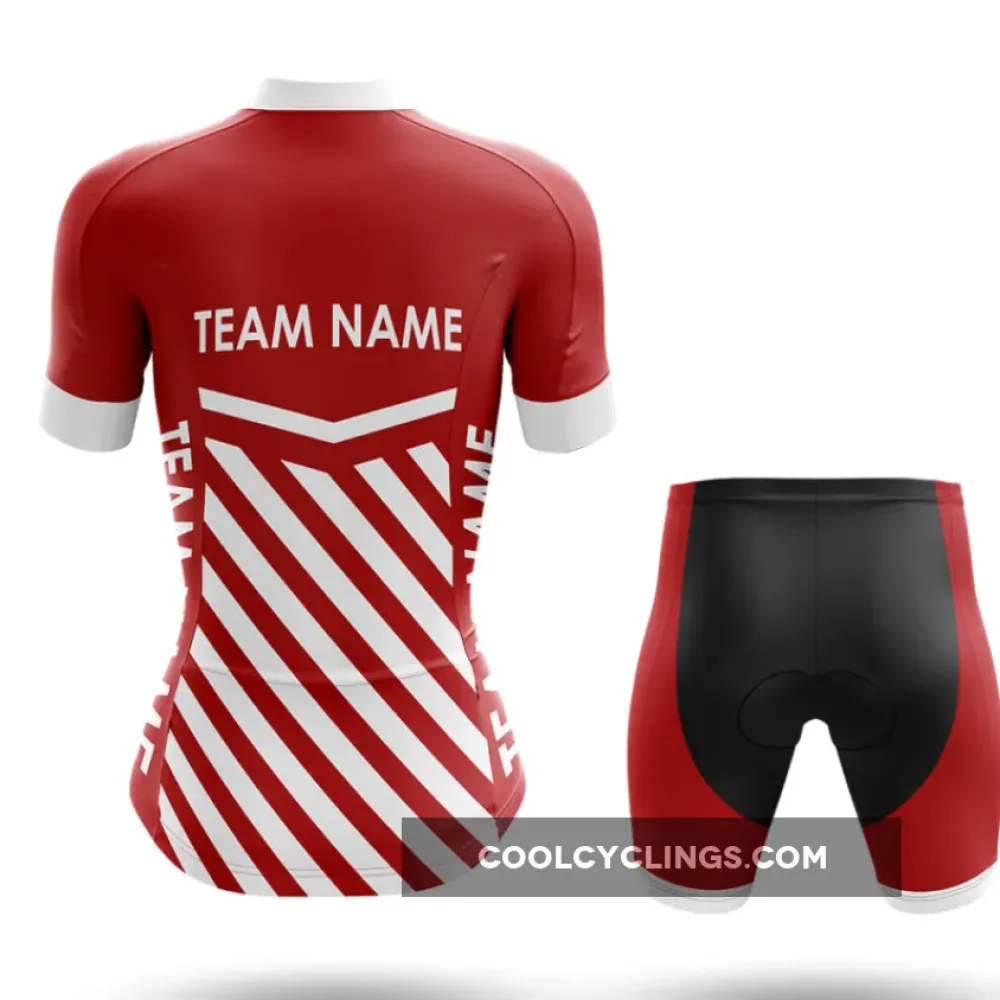 Women's Long Sleeve Cycling Jersey Custom Team Name M3 Red/White/Black