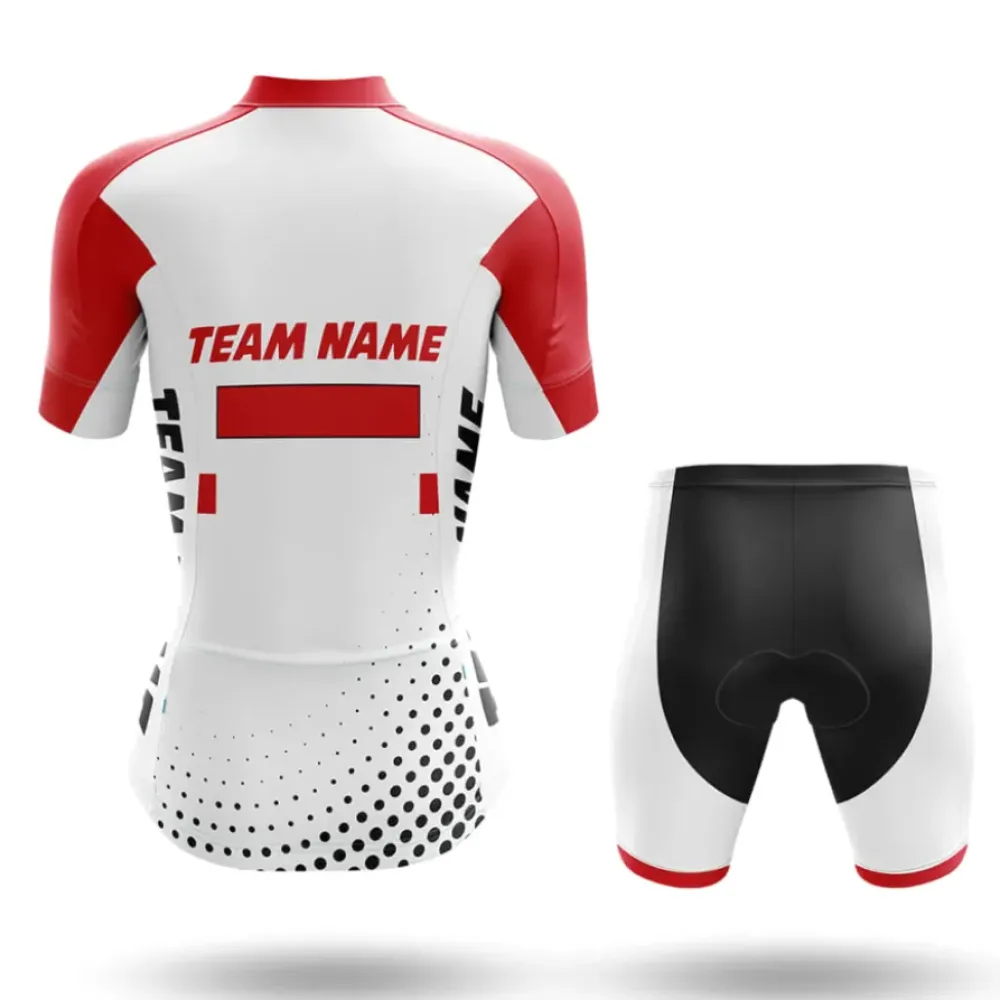 Custom Team Name M18 Women's Cycling Kit White/Red/Black