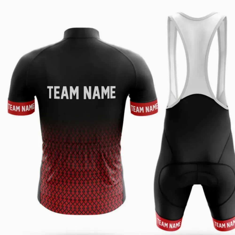 Cycling Bibs S1 Custom Team Name Red/White/Black