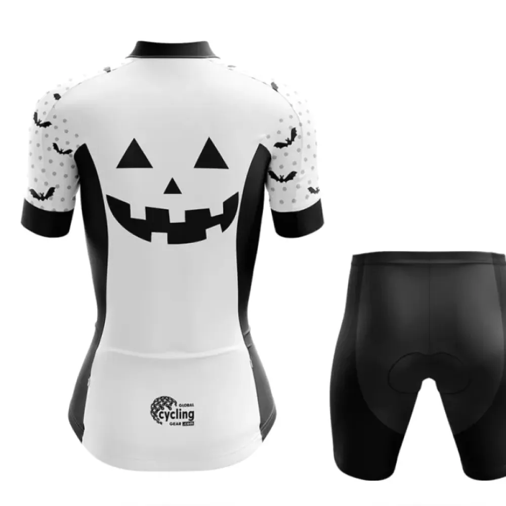 Women's Cycling Jersey Pumpkin Face White/Black/Grey