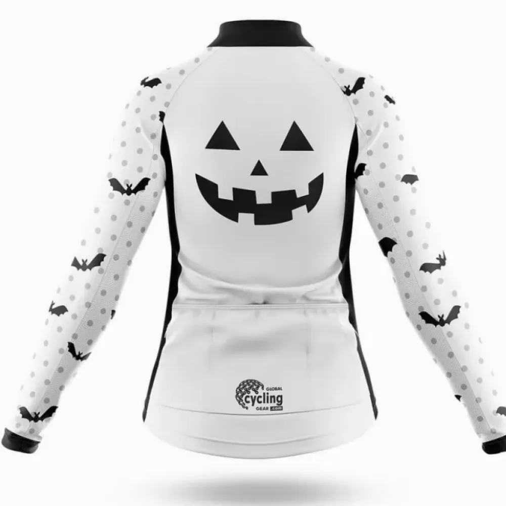 Women's Cycling Jersey Pumpkin Face White/Black/Grey