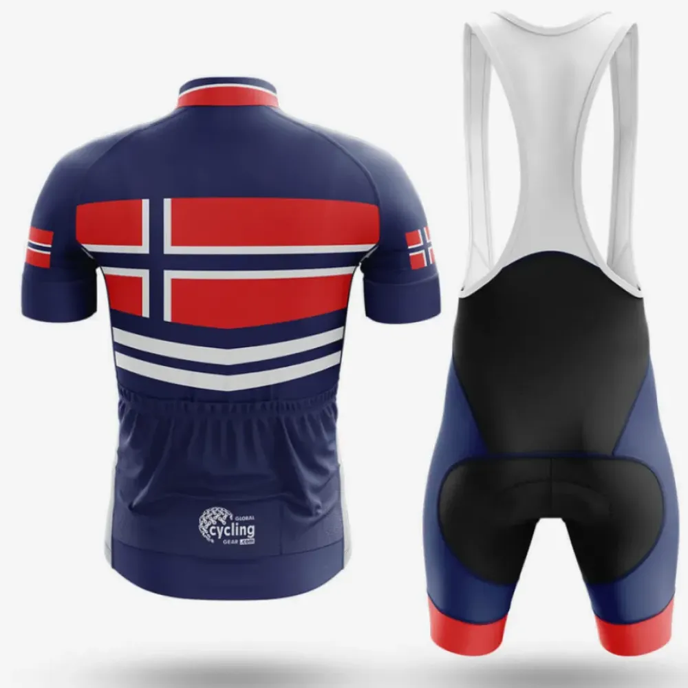Norge Flag Long Sleeve Cycling Jersey Navy/Red/White