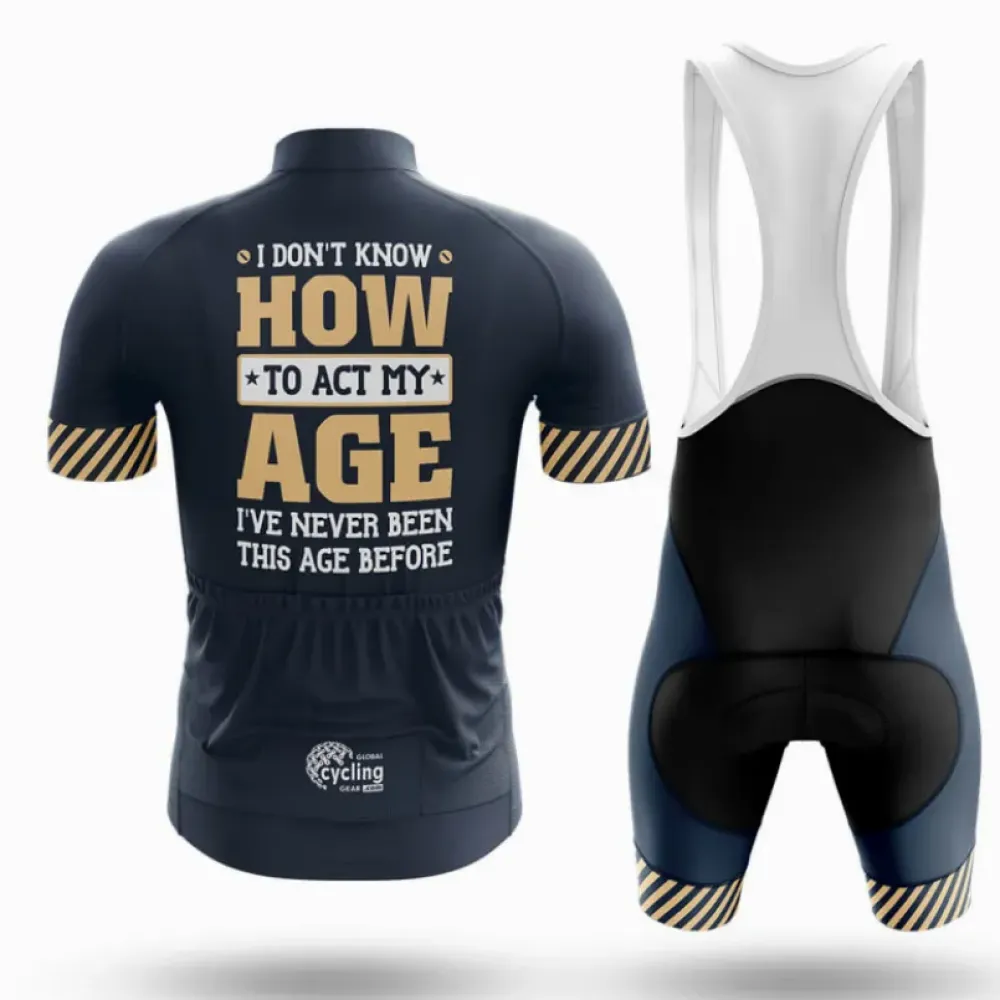 Act My Age Long Sleeve Cycling Jersey Navy/Gold/White