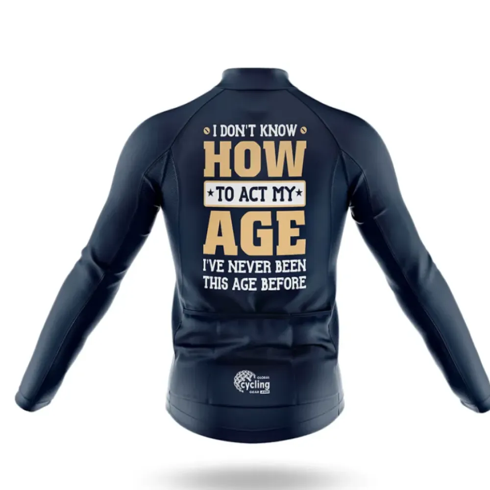 Act My Age Long Sleeve Cycling Jersey Navy/Gold/White