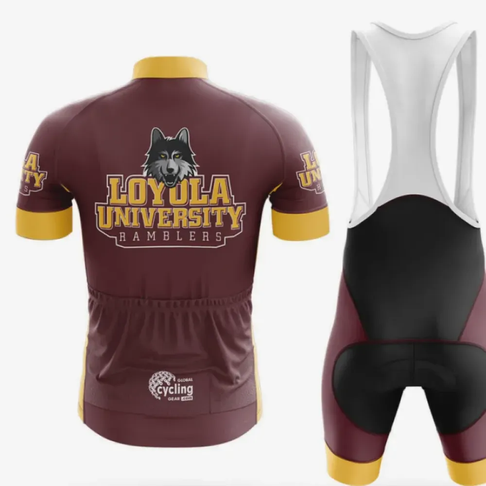 Loyola Chicago Long Sleeve Cycling Jersey Maroon/Gold/White