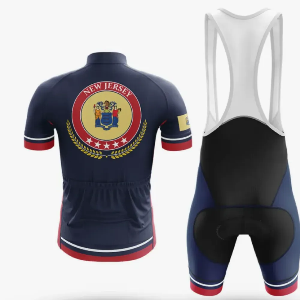 New Jersey V19 Cycling Kit Full Set Navy/Red/Gold
