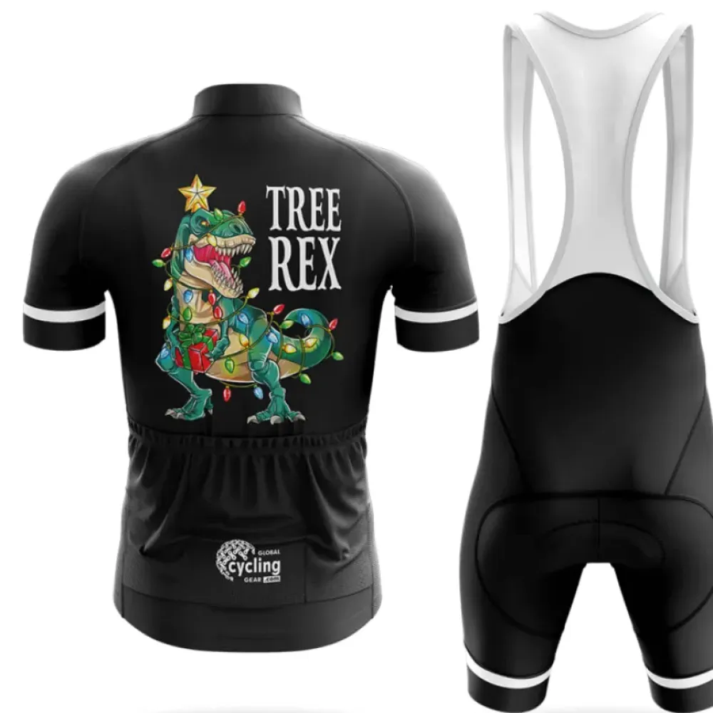 Tree Rex Cycling Jersey Holiday Lights Black/Red/Green
